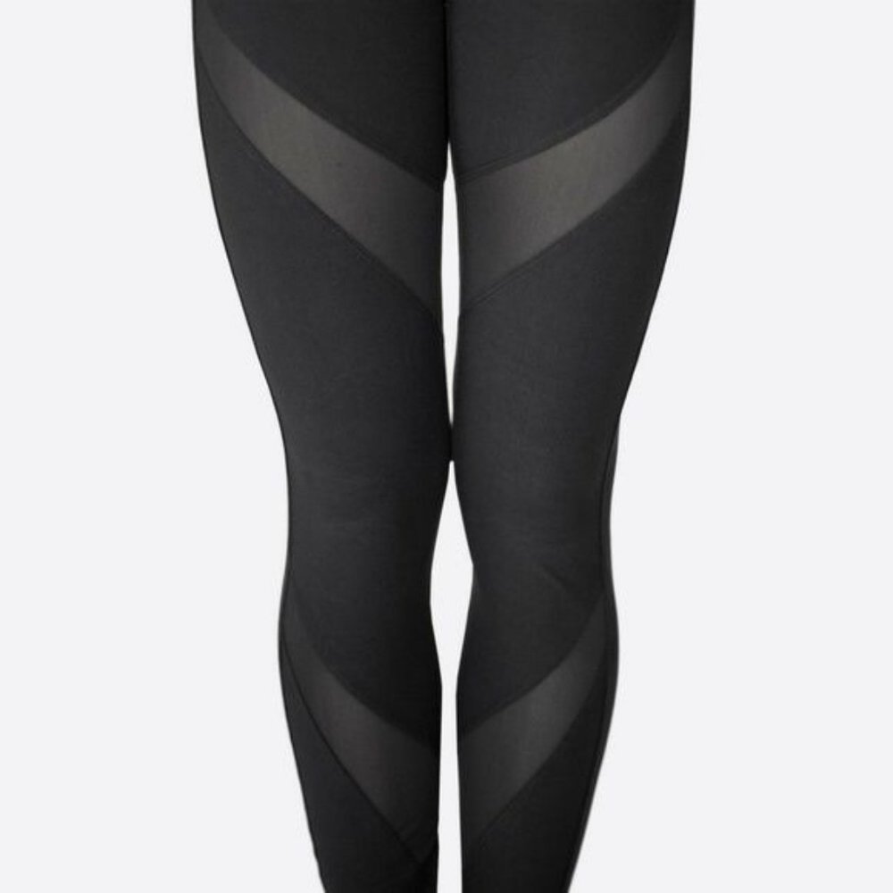 Black Mesh Soft Cozy Leggings -‎ S/M